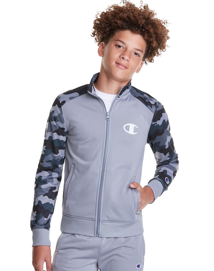 Champion Camo Track C + Script Logo Erkek Çocuk Ceket Açık Mavi ( DTUMAN856 )